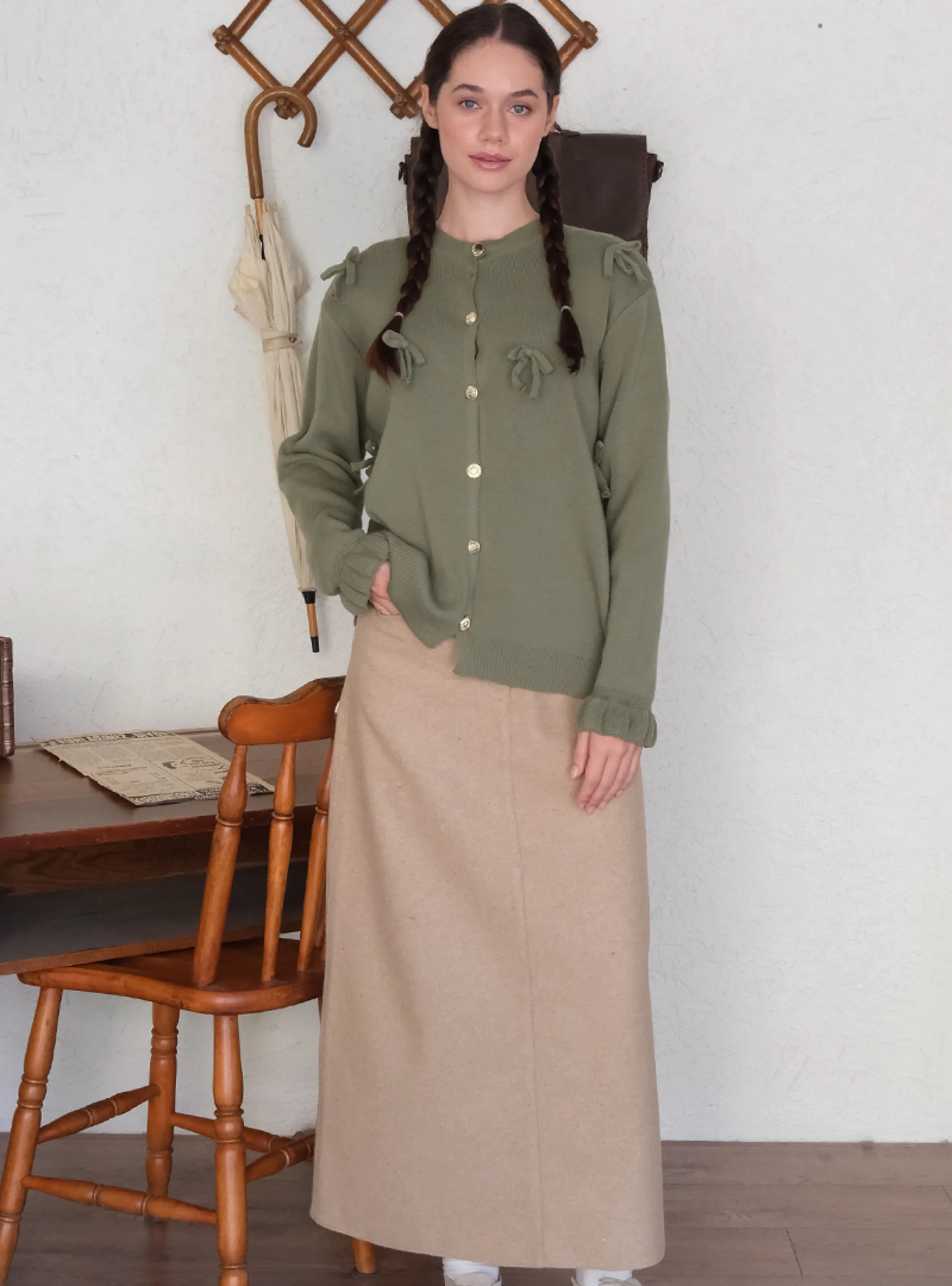 Khaki - Knit Cardigan
