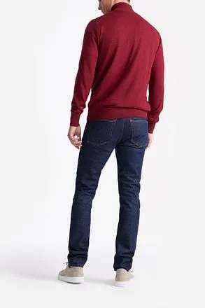 King Essentials The Michael Half Zip Pull Merino Rouge KM111