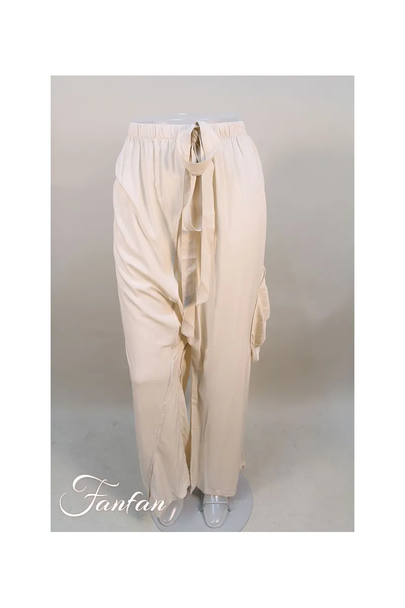La Stampa Pantalon sarouel fantaisie viscose beige