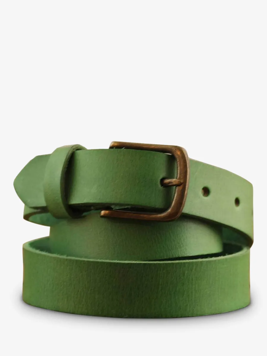 LEATHER BELT GREEN LaCeinture à Boucle - Jungle Green