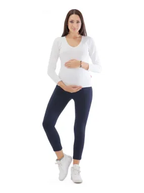 Legging de grossesse été en coton respirant -7/8 - Blue - Bleu