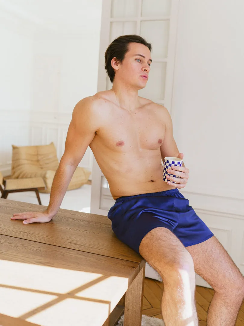 LIBERTE Short en soie pour homme 19 mommes Bleu Marine