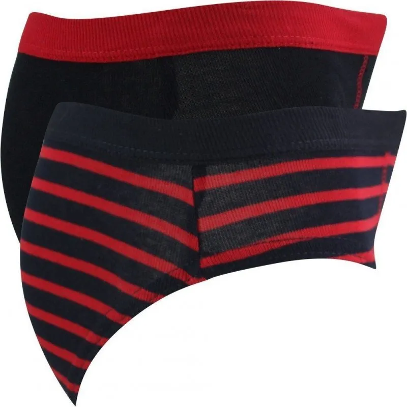 LITTLE MARCEL 2 Slips Garçon Coton ASS1 Rayures Marine Rouge