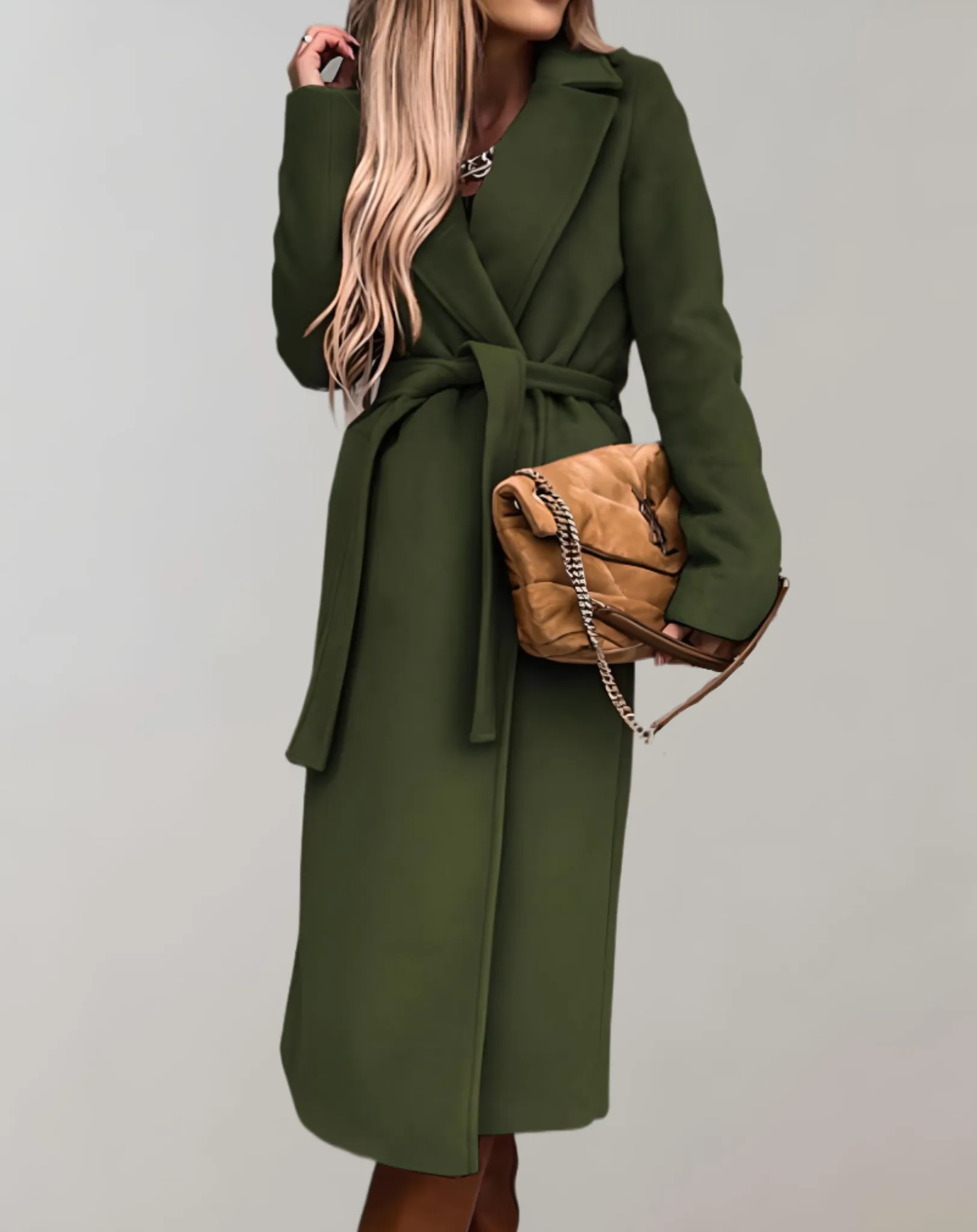 Longue veste d'automne pour femmes avec veste à ceinture
