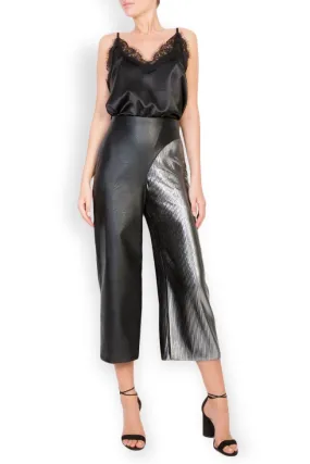 LOOMY Pantalon en cuir écologique et lamé plissé