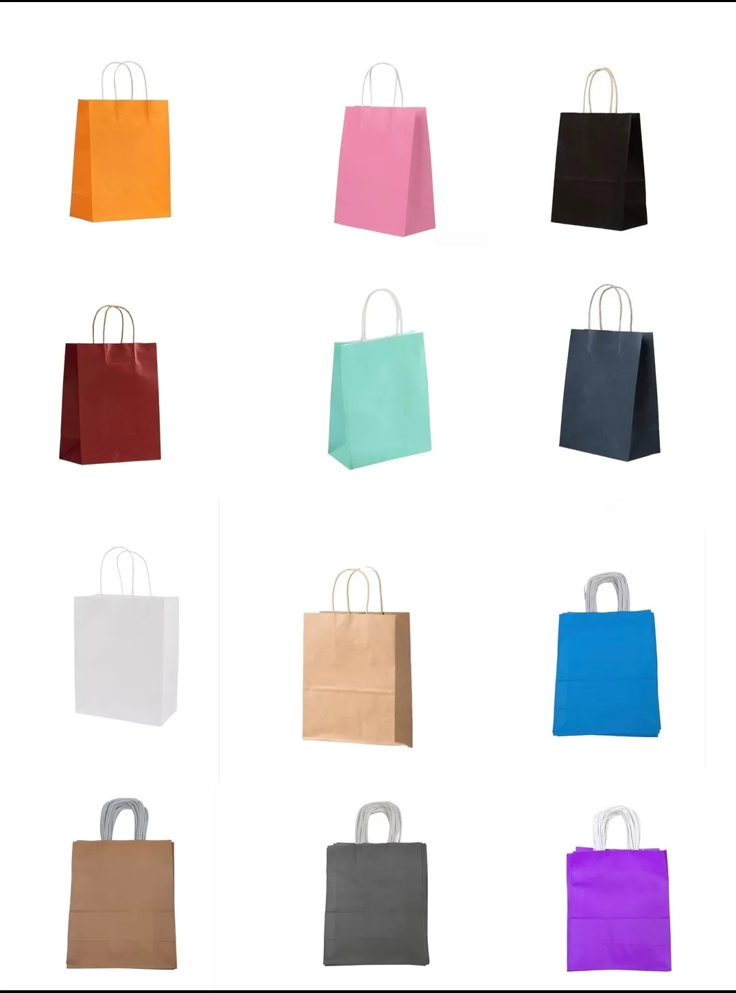 LOT DE 120 -Sacs papier kraft /22*11*27cm (couleurs mélangées)