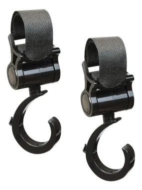 Lot de 2 crochets rotatifs universels pour poussette - Baroud - Monsieur Bébé - Noir