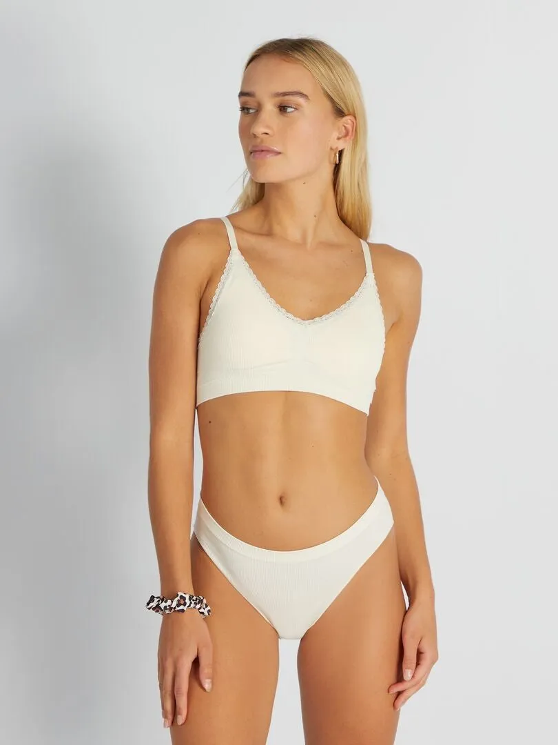 Lot de 2 culottes en maille côtelée - Ecru/vert