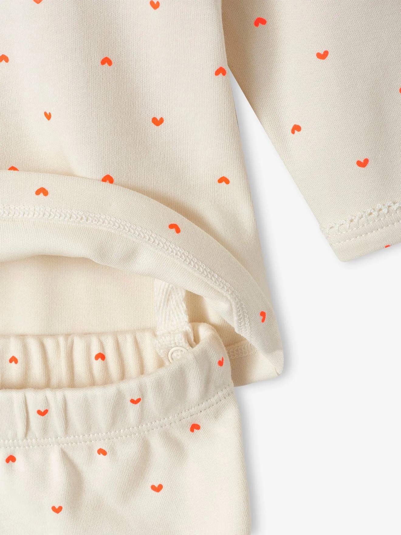 Lot de 2 pyjamas coeur  fluo bébé en interlock écru - Vertbaudet