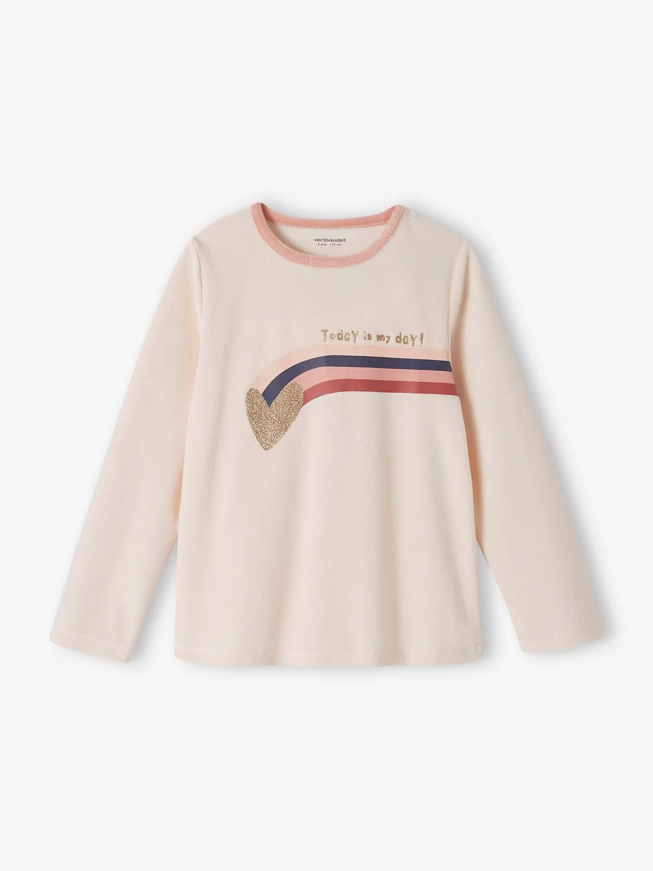 Lot de 2 pyjamas "love" en velours fille vieux rose - Vertbaudet
