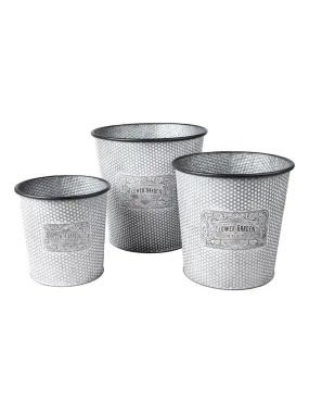 Lot de 3 cache pots seau métal Bloom - Gris