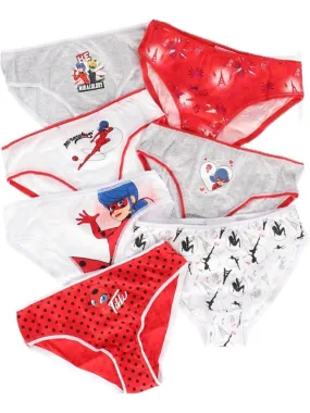 Lot de 7 culottes Ladybug Miraculous 10/11 ans - Fille - 100% Coton - Rouge