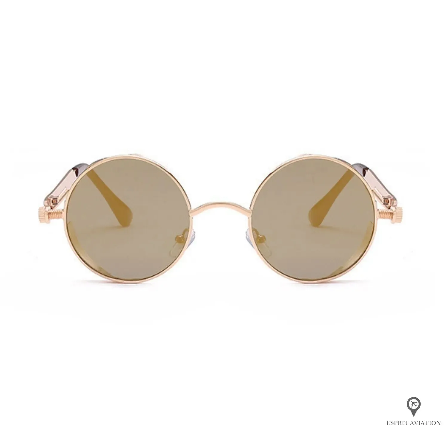 Lunette Aviateur Homme De Soleil Ronde Dorée
