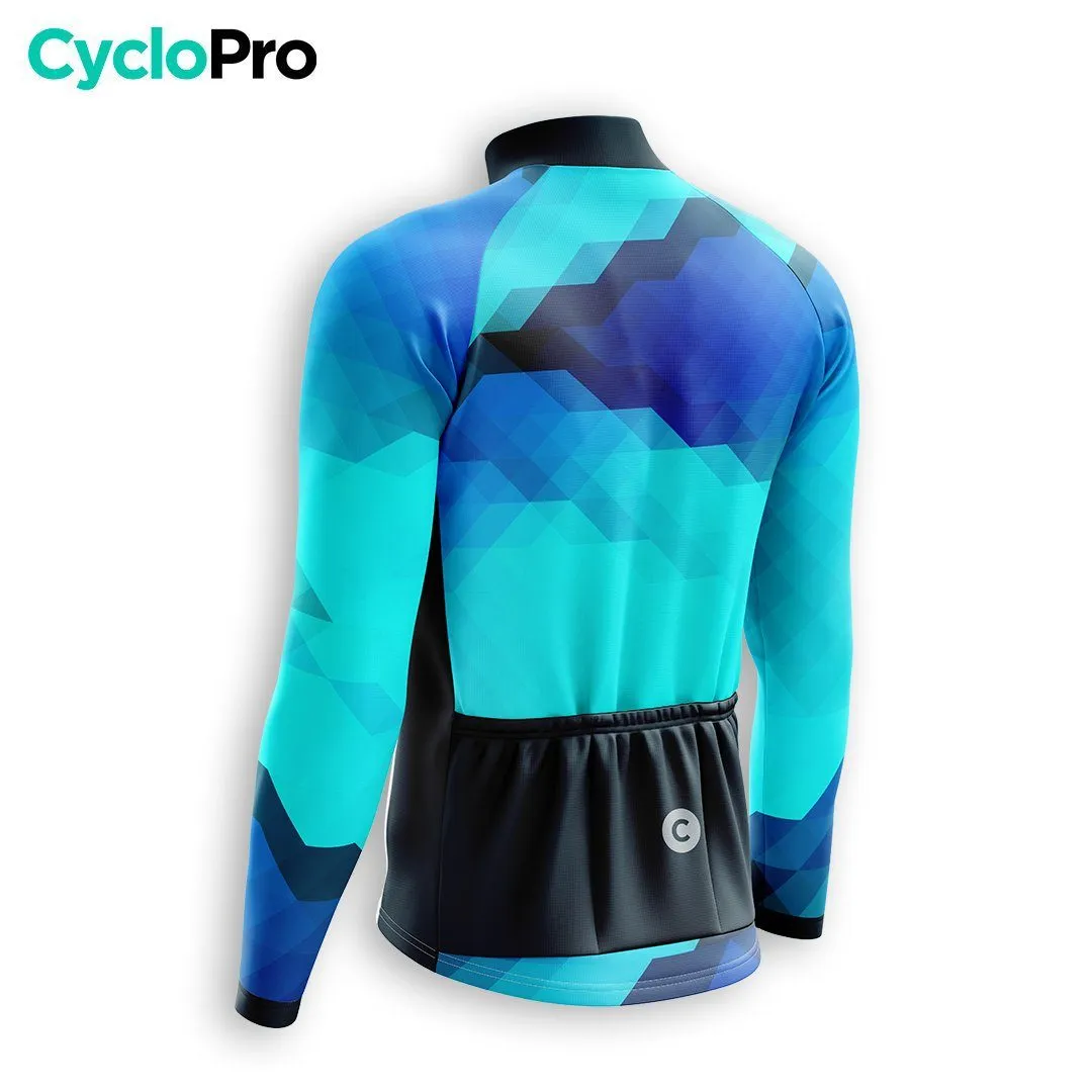 MAILLOT LONG DE CYCLISME HIVER BLEU - HORIZON+