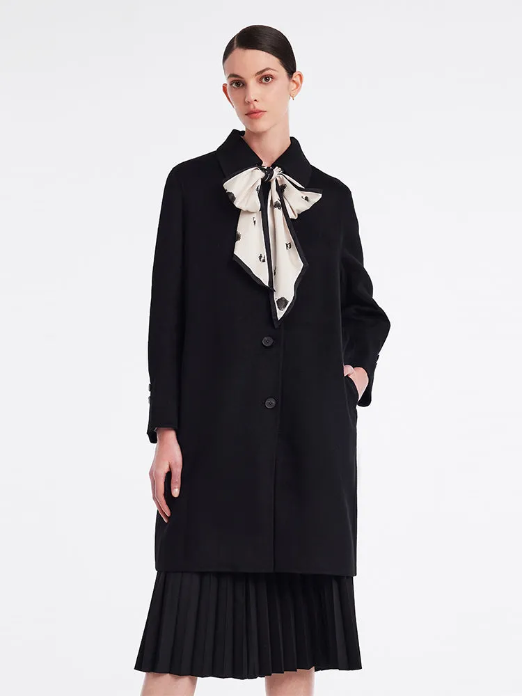 Manteau 100% Cachemire Avec Foulard En Soie
