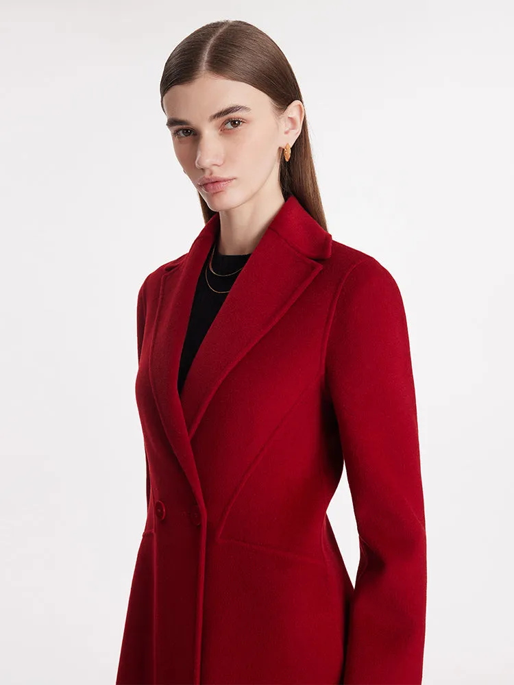 Manteau Femme Double Face En Laine Et Soie Mélange Revers
