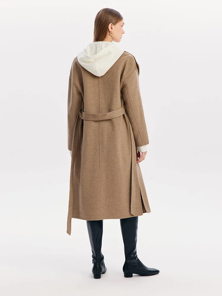 Manteau femme en cachemire enveloppé à revers