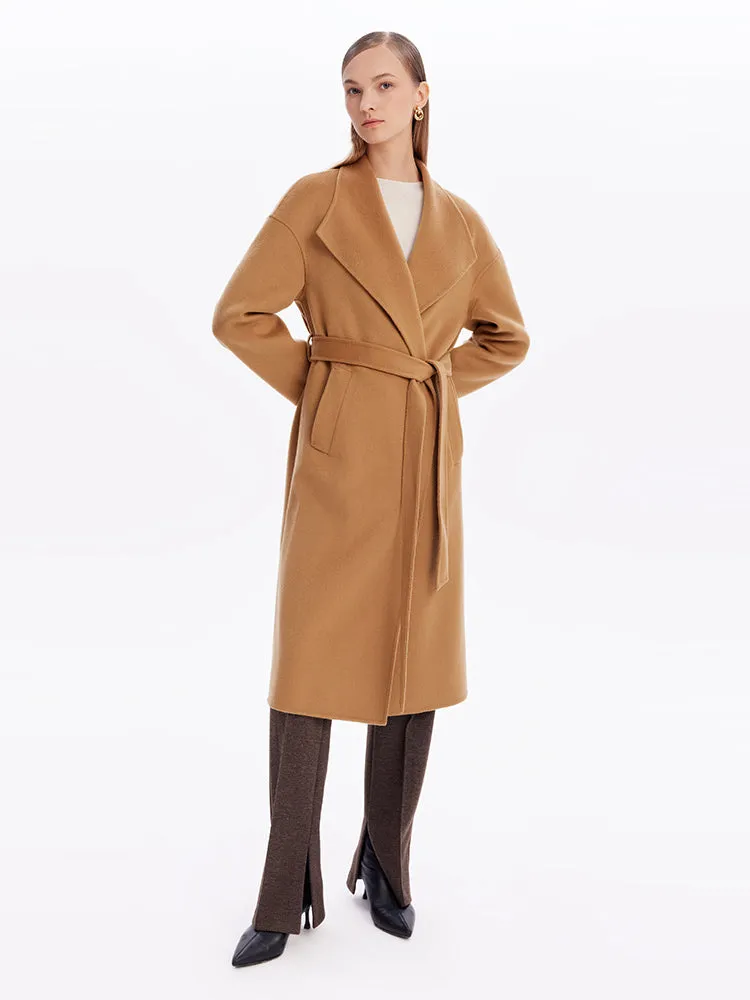 Manteau femme à revers double face en cachemire