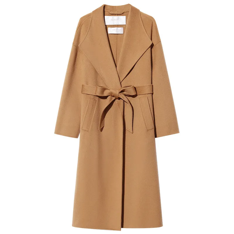Manteau femme à revers double face en cachemire