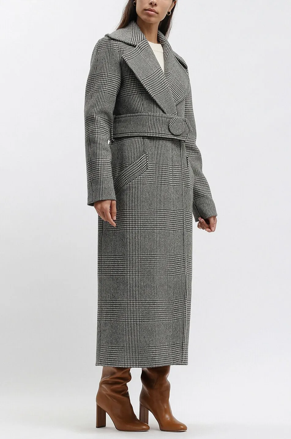 Manteau long en laine à ceinture Seraphine