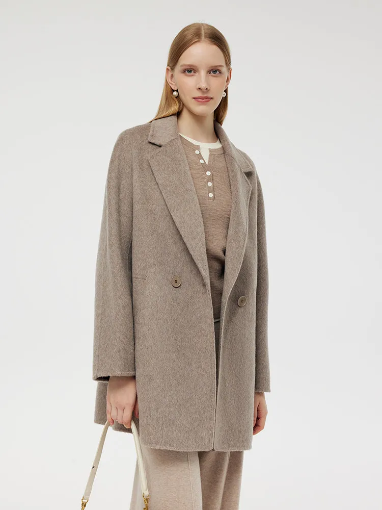 Manteau mi-long en alpaga pour femmes en laine
