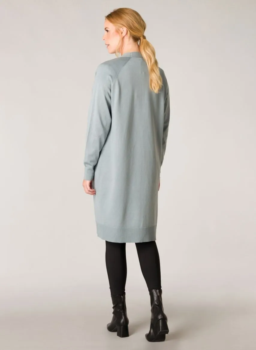 Manteau Ouvert en Maille Fine, sarcelle