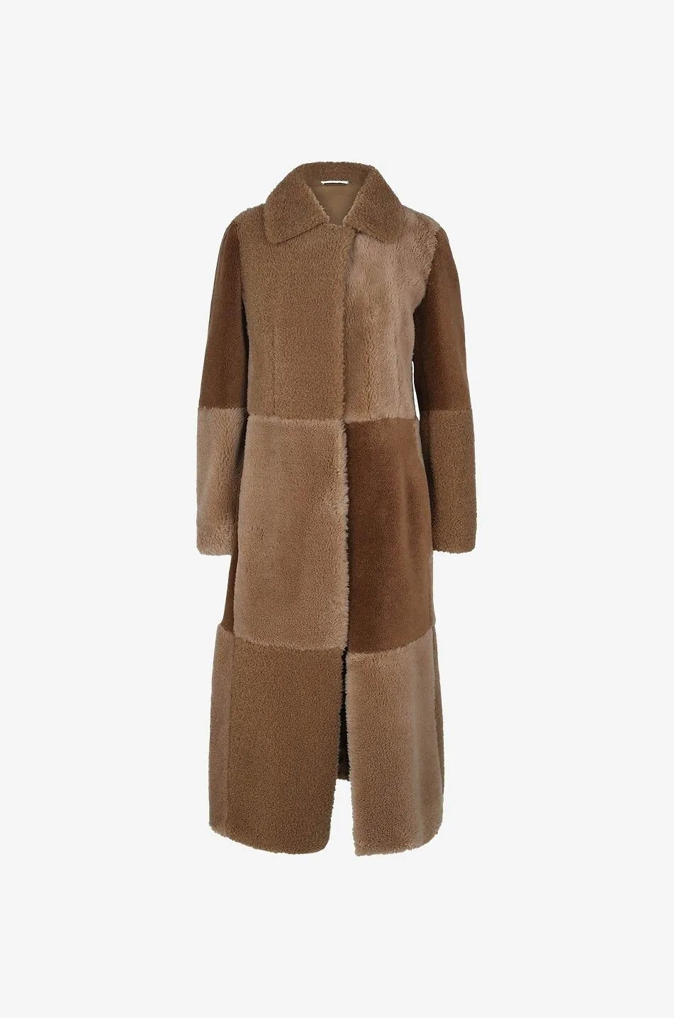 Manteau patchwork en laine effet fourrure