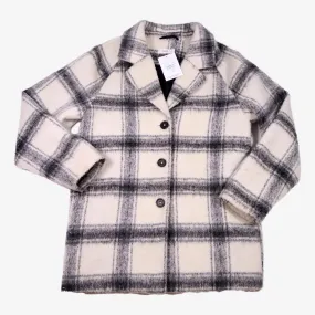 MNG XS Manteau carreaux blanc et gris