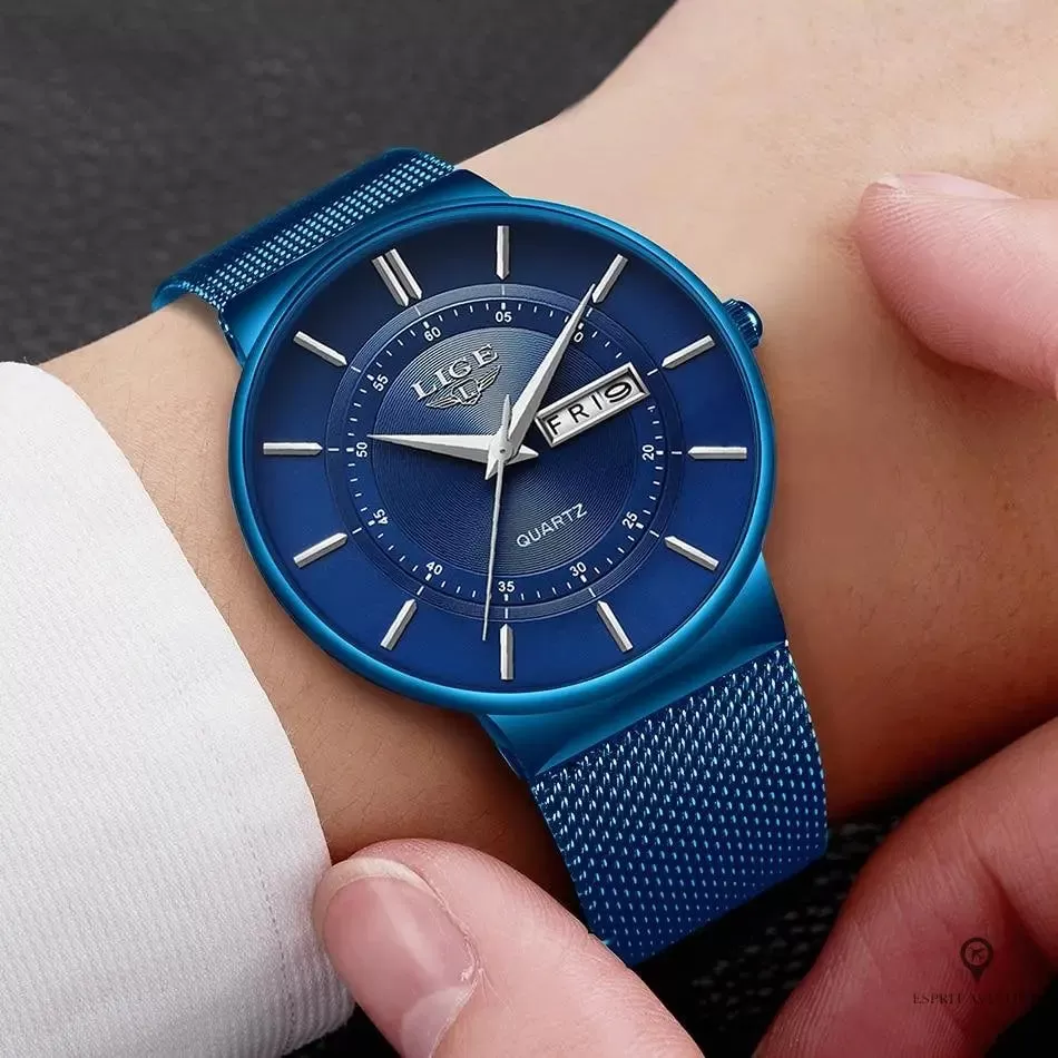 Montre Aviateur Bracelet Bleu
