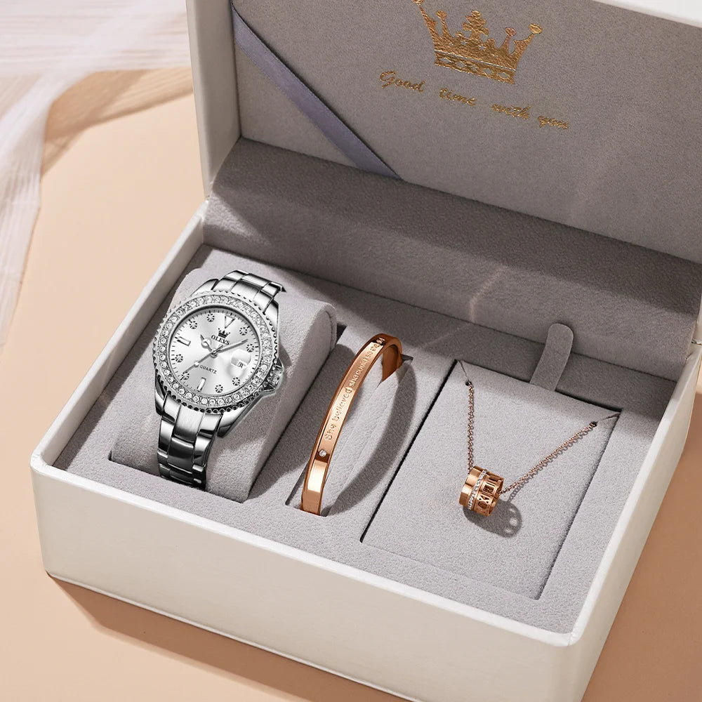 Montre à Quartz femmes - montre élégante de Luxe diamants et acier inoxydable étanche - ensemble haut de gamme - marque original