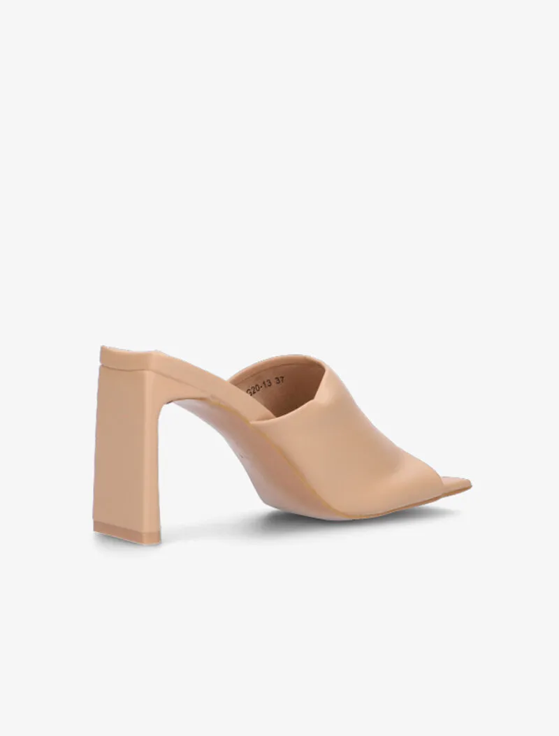Mules à talon Français stylisé - nude