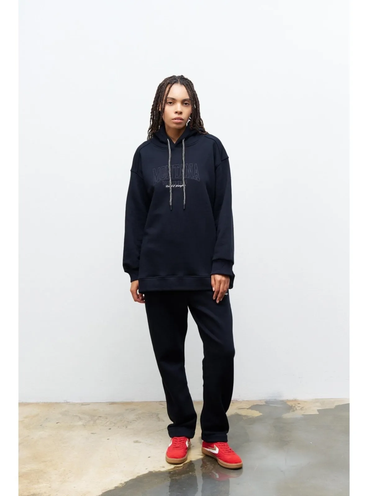 Navy Blue - Hooded collar - Unlined - Tracksuit Set