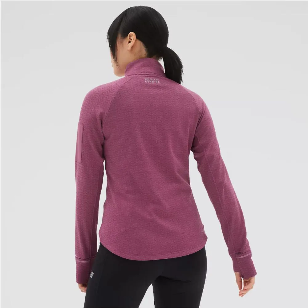 NEW BALANCE Pull de running  1/2 Zip Heat Grid rose et noir pour femme | WT23252RNH
