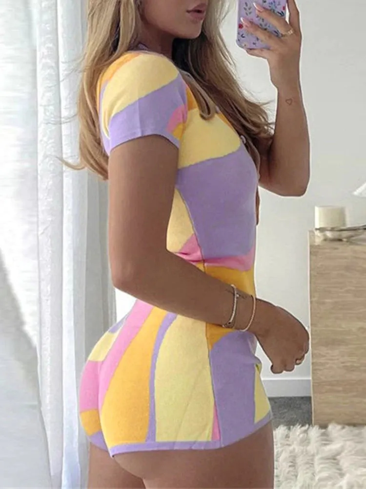 Noemie Colorful Knit Playsuits