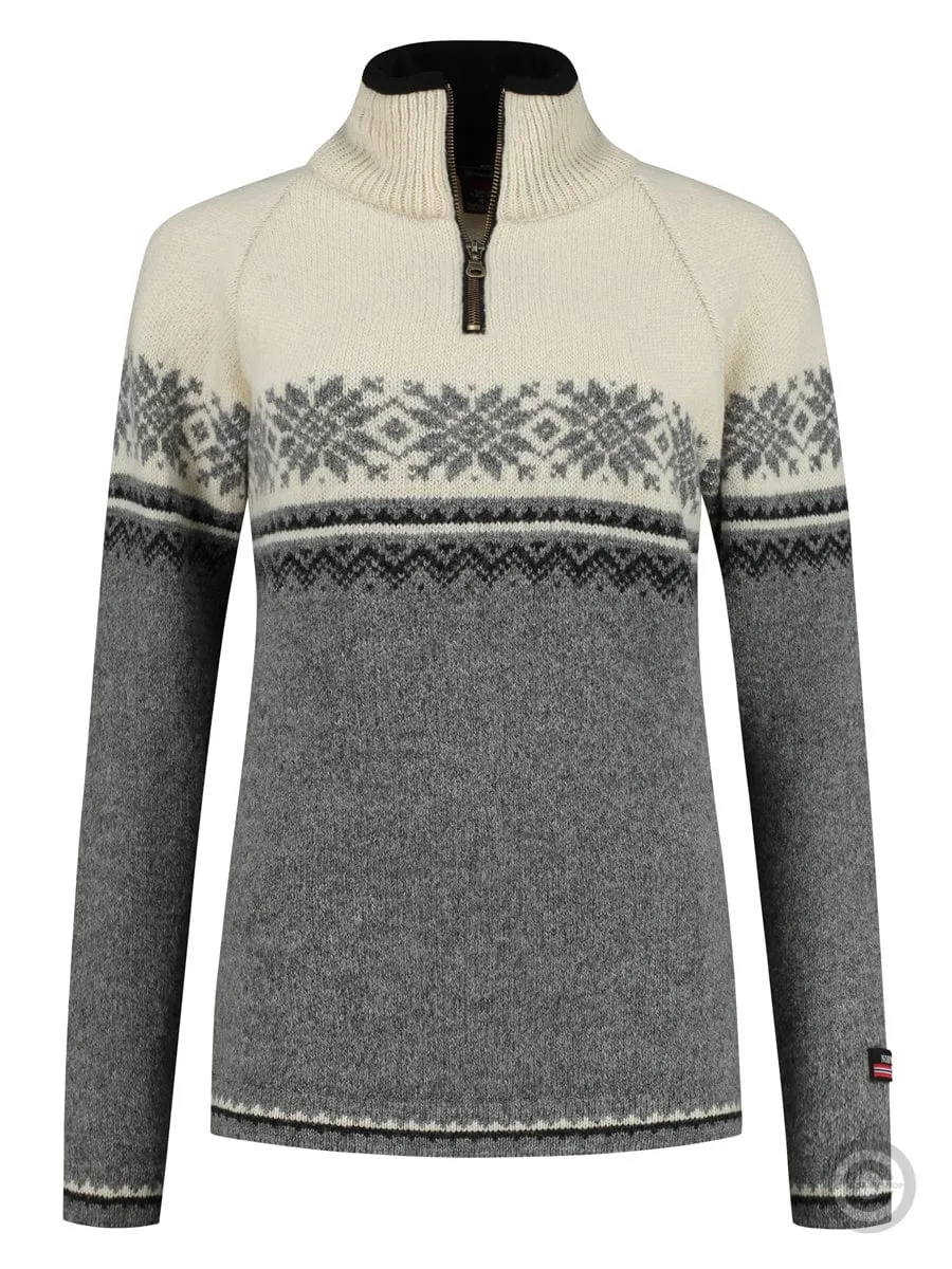 Norwegian women's sweater in Setesdals design, grey