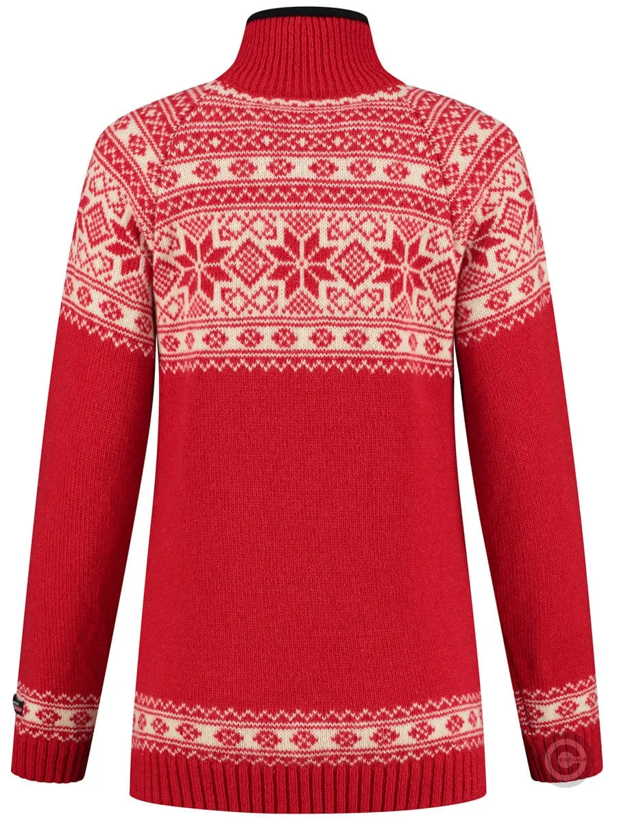 Norwegian women's sweater in Setesdals design, red