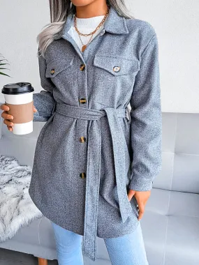 Ophelia - Manteau femme élégant ceinture boutons
