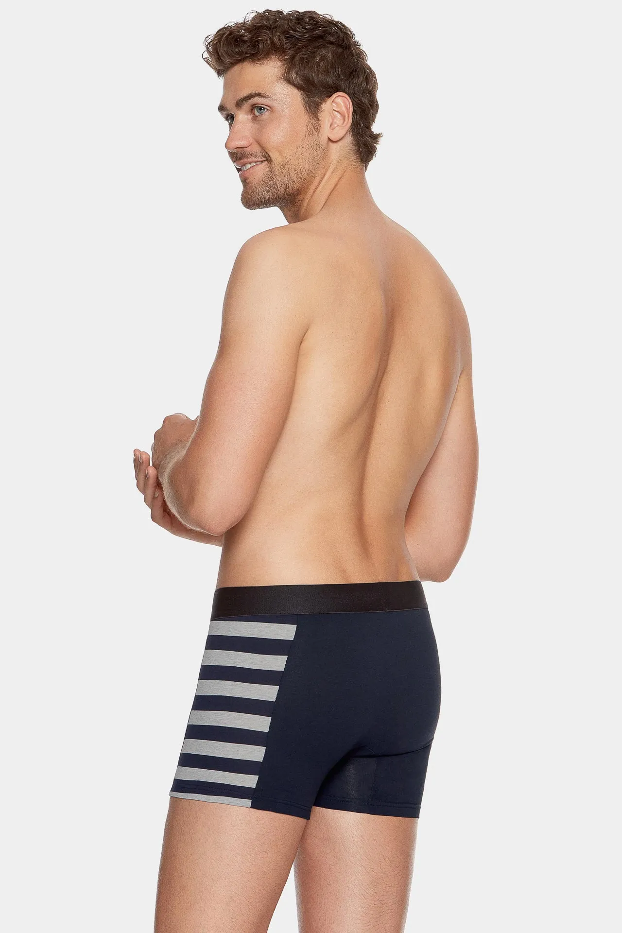 Pack de 2 boxers bleu marine détails rayures et uni