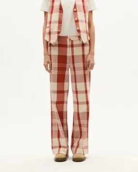 Pantalon ample à carreaux en coton bio | rouge "picnic checks hermione pants multicolor" femme