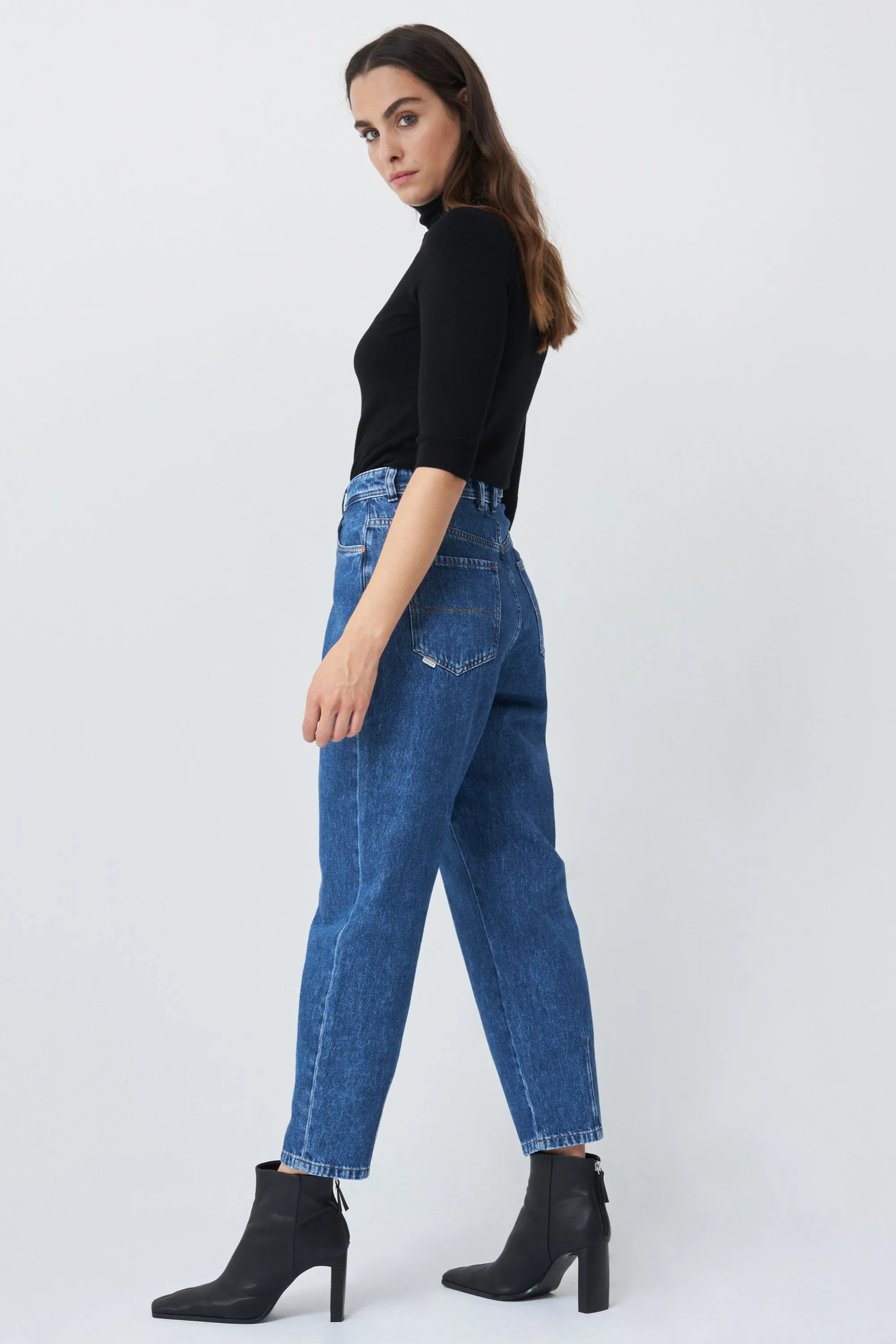 Pantalon Baggy Cropped slim foncé