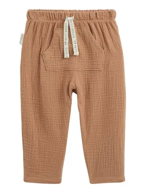 Pantalon bébé en gaze de coton Petit Envahisseur - Marron