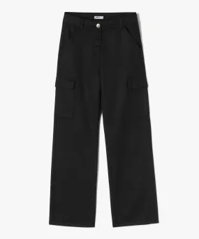 pantalon cargo straight en coton fille noir pantalons
