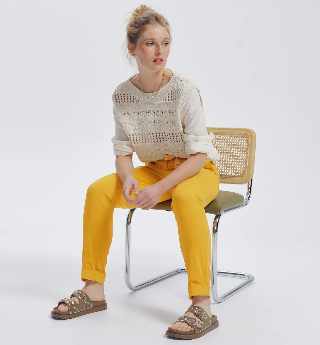 Pantalon chino Femme - Ocre