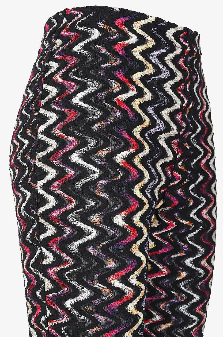 Pantalon droit taille haute en maille ajourée à zigzags