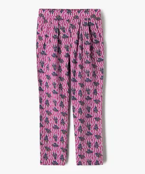 pantalon fluide imprime en viscose fille violet pantalons