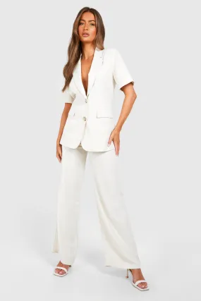 Pantalon large effet lin