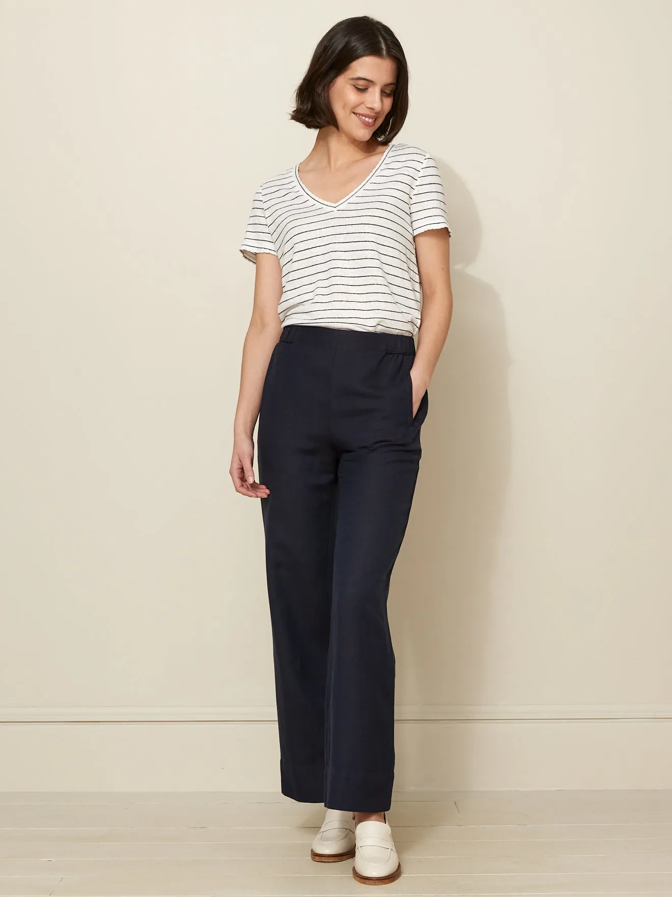 Pantalon large femme lin et viscose Lucie