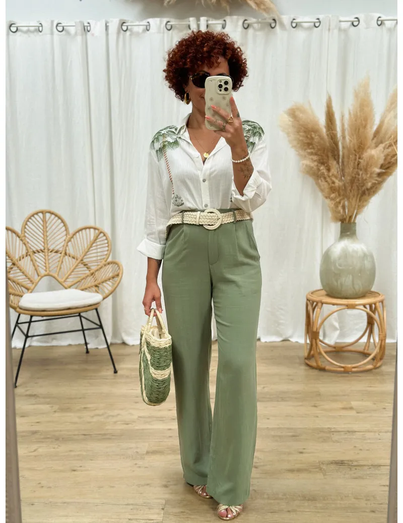 Pantalon lin kaki - Pomme