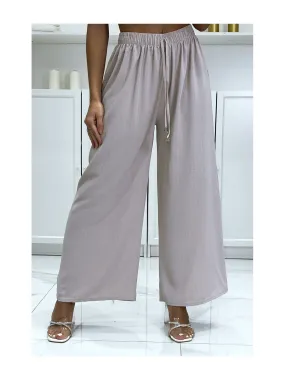 Pantalon palazzo uni taupe très tendance