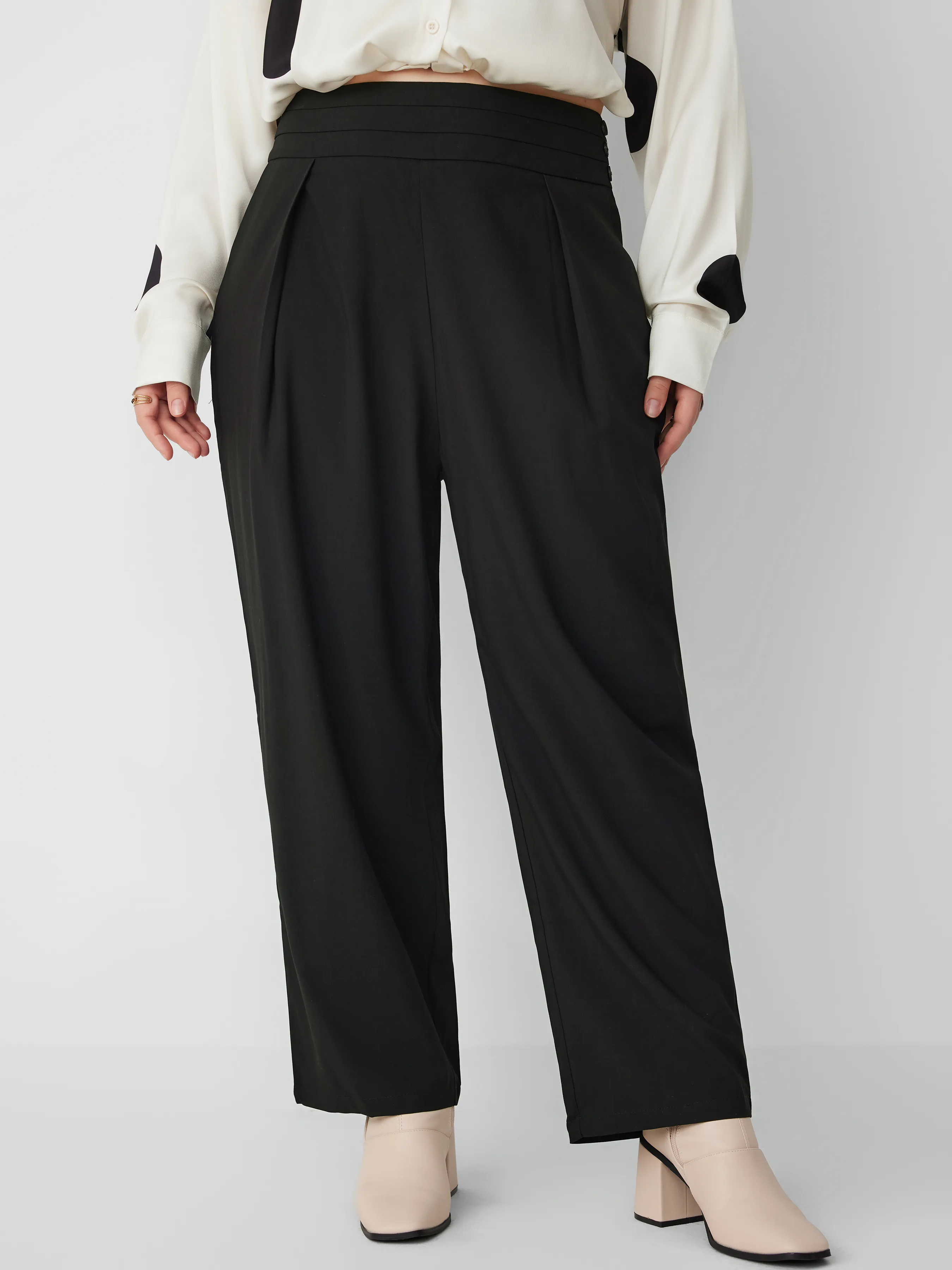  Pantalons Fuselés Solides à Taille Haute Curve & Plus